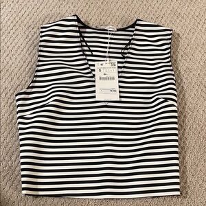 Zara Black and White Striped Crop Top